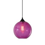 S-Cevada Simple Glass Ball Pendant Light, Industrial Vintage E27 Loft Bar Ceiling Hanging Lamp, 1-Light Mini Globe Chandelier for Kitchen Dining Room Bedroom (Purple)