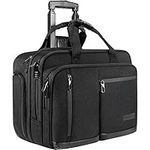 VANKEAN 17.3 Inch Rolling Laptop Bag for Men，Stylish Carry on Briefcase Laptop Case Water-Proof Overnight Rolling Computer Bag with RFID Pockets Laptop Bags for Travel/Work/School-Black