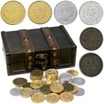 ACTIONDRAKE Metal Pirate Coins, 40 Pieces Lots of Toy Gold Coins for Tabletop Gaming, Roleplaying, DND Props Accessories, Treasures and Treasure chests Fantasy Dragon Coins