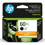 HP 60XL | Ink Cartridge | Black | Works with HP DeskJet D2500 Series, F2430, F4200 Series, F4400 Series, HP ENVY 100, 110, 111, 114, 120, HP Photosmart C4600 Series, C4700 Series, D110a | CC641WN