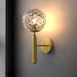 Modern Wall Sconce Wall Light, Indoor Globe Glass Wall Lighting Wall Decor Wall Sconce Lamp Fixture for Bedside Bedroom Bathroom Living Room (Brass)