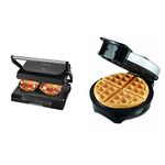 Proctor Silex 4 Serving Panini Press (25440PS) + Oster Belgian Waffle Maker (8 inch)