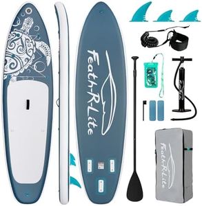 FEATH-R-LITE Inflatable Paddle Board Stand Up Paddleboards for Adults SUP with Complete Premium Accessories Pump, Adjustable Paddle, Leash, Three Fins, Waterproof Phone Bag, Repair Kit, Backpack