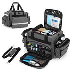 Damero Professional Medical Bag Empty, First Responder Trauma Bag with Detachable Dividers for Home Health Care, EMT, EMS, Gray(Bag ONLY)