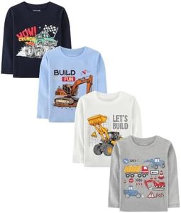 WVQ Cotton 4 Pack Toddler Long Sleeve Shirts 2T to 5T Toddler Boys Girls Clothes Shirts Kids Animals Prints Tops Tees