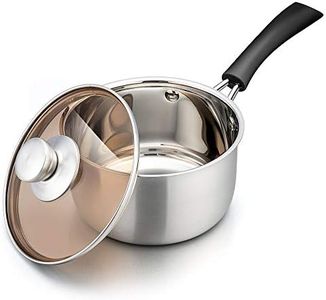 TeamFar Saucepan with Lid, 2 qt Sauce Cooking Pot Milk Pan Stainless Steel, Professional with Long Heatproof Handle for Home Kitchen Restaurant, Healthy & Non Toxic, Multi-use & Dishwasher Safe