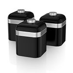 Swan SWKA1020BN Retro Kitchen Storage Canisters, Set of 3, Iron, 1 Litre, Black