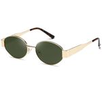 kimorn Retro Oval Sunglasses for Women Men Trendy Sun Glasses Classic Shades UV400 Protection K1653 (Gold/Green)