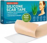 Medical Grade Silicone Scar Tape Aloe Vera | 4cm x 2.4M | Silicone Scar Sheets for After Surgery C Section Recovery, Face Treatment Gel Patches/Plasters