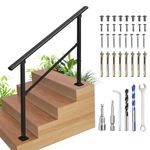 Handrails for Outdoor Steps,Outdoor Stair Railing, Black Wrought Iron 4 Steps Handrail, Metal Deck Railing Stair Rail with Installation Kit Hand Rails for Outdoor Steps,Upgrade