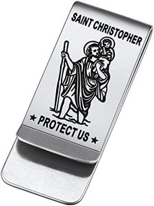 FaithHeart Personalized Customized Saint Christopher Jewelry for Men Money Clip Christian Protective Accessories