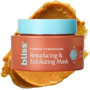 Bliss Pumpkin Powerhouse & Resurfacing Enzyme Mask - 10% AHA Pumpkin Blend with Prebiotics and Hyaluronic Acid for Smooth, Glowing Skin - Vegan, Clean, Cruelty-Free (1.7 Oz)