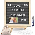 Felt Letter Board,Built-in LED Lights -Message Board Adjustable Stand, 340 Letters and Christmas, for Menus, Pregnancy Announcement, Weddings, Party Planning(10 * 10)