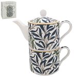 Lesser & Pavey Willow Bough Ceramic One Cup TeaPot Gift Set | Gift Set Includes Cup & Teapot for 1 | Tea Pot Gift for Mums Birthday or Mother's Day - William Morris