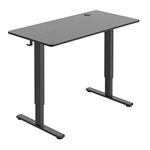 Duramex (TM) Single Motor 2 Segments Max. Height 1220MM Electric Sit Stand Desk Frame with 120cm x 60cm / 47" x 23.6" 2 Pieces Black Table Top with Memory Controller