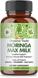 Organic Veda Moringa Max Milk Breastfeeding Supplement, Lactation Blend with Moringa, Fenugreek, Milk Thistle & Fennel to Increase Breastmilk Supply & Restore Energy Levels, 120 Veggie Capsules
