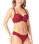 secret lives Red Padded Push up Bra Panty Lingerie Set for Women Cup Size B