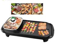 Matiko Electric Grill With Hot Pot, 2 In 1 Indoor Non-Stick Electric Hot Pot And Griddle For Korean Bbq, Steaks, Shabu - Shabu And Noodles - 1350 Watts, 53 Cm