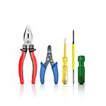 SnokTool Combo set of 4 1 pcs. Combination Plier, 1 pcs. Wire striper, 1 pcs. Line Tester, 1 pcs 2in1 Screwdriver, Multicolor