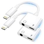 Apple MFi Certified 2 Pack iPhone Headphone Adapter 2 in 1 Charger and Aux Audio Splitter Adapter for iPhone Apple Lightning to 3.5 mm Headphone Jack Adapter