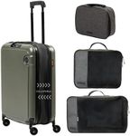 BARA 3 Piece Hardside Expandable Carry On Luggage with TSA Lock and Double Spinner Wheels - Includes Packing Cubes & Toiletry Bag - Water Resistant Rolling Suitcase & Travel Accessories, Hunter Green