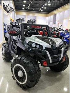 LITTLE PUP Grey Electric Ride on for Kids with 12V Battery, Swing Option, Music System, Spring Suspension and Remote Control