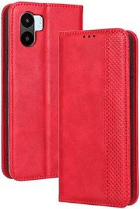 RonRun Funda Xiaomi Redmi A1, Carcasa Tipo Libro, Cuero PU Cierre Magnético Flip Folio Case de Teléfono Compatible con Xiaomi Redmi A1, Rojo