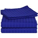 Sofrito Bedsheet King Size (100x108 - inches) Plain Solid Striped 300 TC Cotton Feel Microfiber with 2 Pillow Covers - Royal Blue || for Home, Hotel, Villa, Resort and Guest House ||