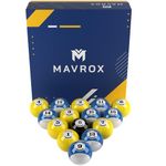 Mavrox Billiard Balls Set of 16 - Premium Polyester Resin Billiards Accessories - Vibrant Blue and Yellow Pool Table Balls - Regulation 2 ¼ Size and 6 Ounce Weight Pool Balls for Pool Table