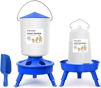 Tiflev Baby Chick Feeder and Waterer Set with Adjustable Height, Scoop, Anti-Drown Poultry Waterer for Raising Chicks in Brooder (0.8 Gal Chick Feeder & 0.4 Gal Chick Waterer, Blue)
