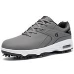 Fenlern Men's Golf Shoes Non-Slip Water-Resistant Lightweight, Grey White 14