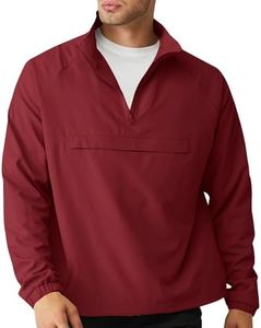 Aulemen Men's Casual Quarter Zip Pullover-Athletic Windbreaker Lightweight Jackets Hiking Golf for Men Mock Neck with Pockets Red Plus Size
