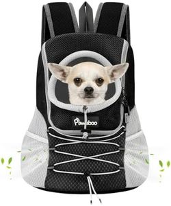 Pawaboo Sac à Dos Réglable pour Chiens, Sac de Transport pour Animal de Compagnie en Polyester Respirant, Sac à Voyage pour Chien Chat avec Ceinture de Sécurité pour Randonnée Extérieur, S/Noir