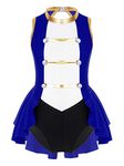 dPois Kids Girl Circus Ringmaster Costume Halloween Fancy Dress Up Leotard Party Carnival Cosplay Outfit Royal Blue 8 Years