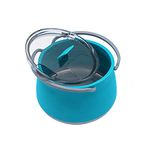 Collapsible Camping Cook Pot with Lid, Silicone Folding Saucepan, Folding Bowl Water Kettle for Outdoor Travel Hiking, Portable Camping Cookware, 1L(Blue)