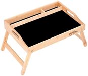 Hallops Bed Trays for Eating and Laptops - Adjustable, Foldable, and Spill-Resistant Bed Table Tray - 2 Media Slots for Phones/Tablets - Lap Trays for Eating on Couch - 2.3" Hx15.7''Lx11''W (Black)