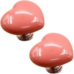 Gsycle 2PCS Toilet Push Button, Love Heart Shaped Toilet Tank Button Universal Toilet Press Button Replacement for Home Bathroom Toilet(Pink)