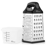 Joeji's Kitchen Cheese Grater with Container 6 Sided Hand Held Cheese Grater Box Zester Ideal for Grating Slicing Zesting and Shredding - Box Grater for Kitchen