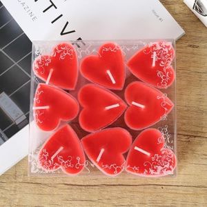 Tea Candles Heart Romantic Candle Small Sweet Wedding Party and Home 1.5-2 Hours Extended Burn Time Votive Parties Tealight Wishing Bulk Birthday Halloween Emergency Family 9 Pack