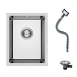 KINKIBOS 304 Stainless Steel Sink 35 x 45 cm, Small Kitchen Sink, Undermount Kitchen Sinks with Overflow, 1 Bowl (Without Drain Pipe), Brushed