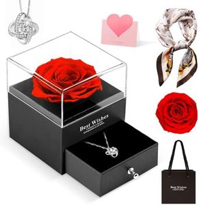 Rosa Real Preservada,Rosa Eterna Hecha Mano con Collar, Presente para Tu Novia Originales, Románticos Presente para Mujer para Día de San Valentín Aniversario Día la Madre Bodas Cumpleaños
