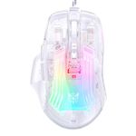 Gaming Mouse with Transparent Crystal Shell, Customizable RGB LED Lights, Wired USB Optical Office Mice with Side Buttons, Adjustable DPI Up to12800 High Precision, Comfortable Grip for PC/Laptop/Mac