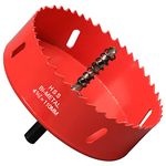 110mm Hole Saw, 4-5/16 Inch Bi-Metal Hole Saw for Recessed Lights, 32mm Cutting Depth Hole Cutter Bit with Hex Shank for Cutting Wood Boards, Soft Metal, Plastic, Drywall, Red