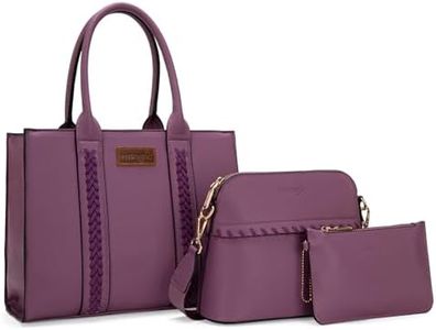 Wrangler tote bag for womens purses and handbags for women satchel bags 3pcs purse set gifts medium crossbody with guitar strap purple WG3-8321PP