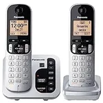Panasonic DECT 6.0 Expandable Cordless Phone with Answering Machine and Call Block and Caller ID - 2 Cordless Handsets - KX-TGC222S (Silver)