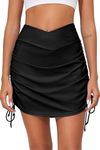 Bsubseach Bikini Bottoms Swim Skirt Bathing Suits Women Skort Ruffled Swimdress Black