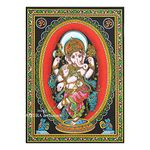 AMURA artisans® Lord Ganesha Dancing Pose Sequin Embedded 100% Cotton 30X40 Inches Cloth Poster/Tapestry/Wall Hanging