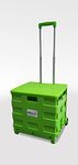 LEISURE DIRECT ® HEAVY DUTY EXTRA LARGE GREEN FOLDING CAR BOOT CART CRATE BOX TROLLEY FOR TEACHERS COLLEGE BOOKS FOLDERS 40KG CAPACITY FOLDS FLAT + LID (Lime Green Trolley + Lid)