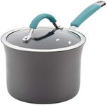 Rachael Ray Cucina Hard Anodized Nonstick Sauce Pan/Saucepan with Lid, 3 Quart, Blue