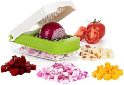 Starfrit Onion Chopper - 81 Cube One-Push Dicing Motion - Stainless Steel Blades - 2 cup/500 ml Base Container - Cleaning Tool